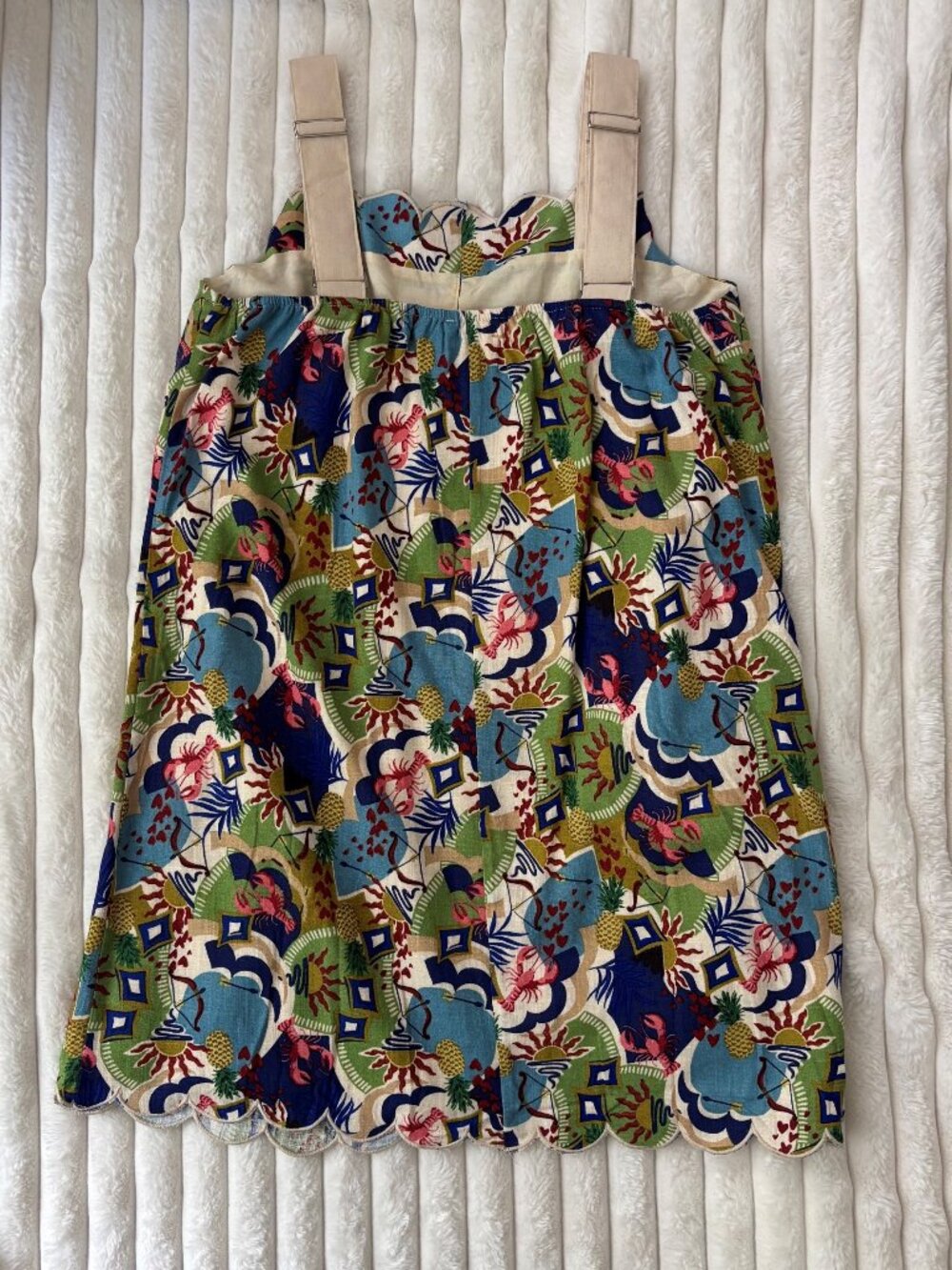 Boutique Scalloped Linen-Blend Resort Dress Sz Large NWT - Picture 3 of 6